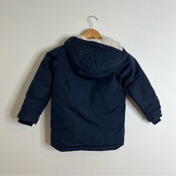 Lands' End Kids Winter Parka Coat Navy Blue Fleece Lined Grow-A-Long Size S(4) - Picture 14 of 16